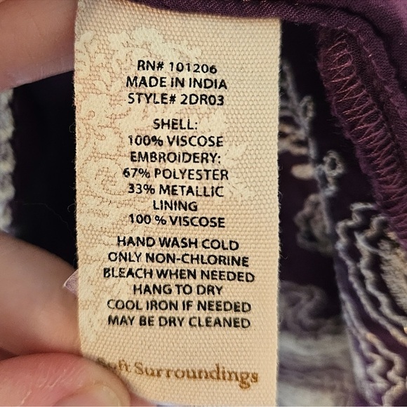 NWT Soft Surroundings Idaira Purple Embroidered Tunic Top Size Medium - Picture 8 of 11